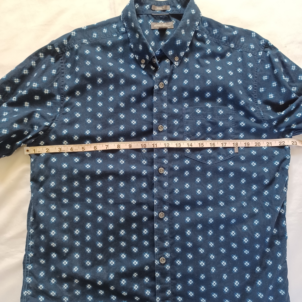 Eddie Bauer Mens Casual Button Down Shirt Classic Fit Short Sleeve Cotton Size L - Picture 8 of 9
